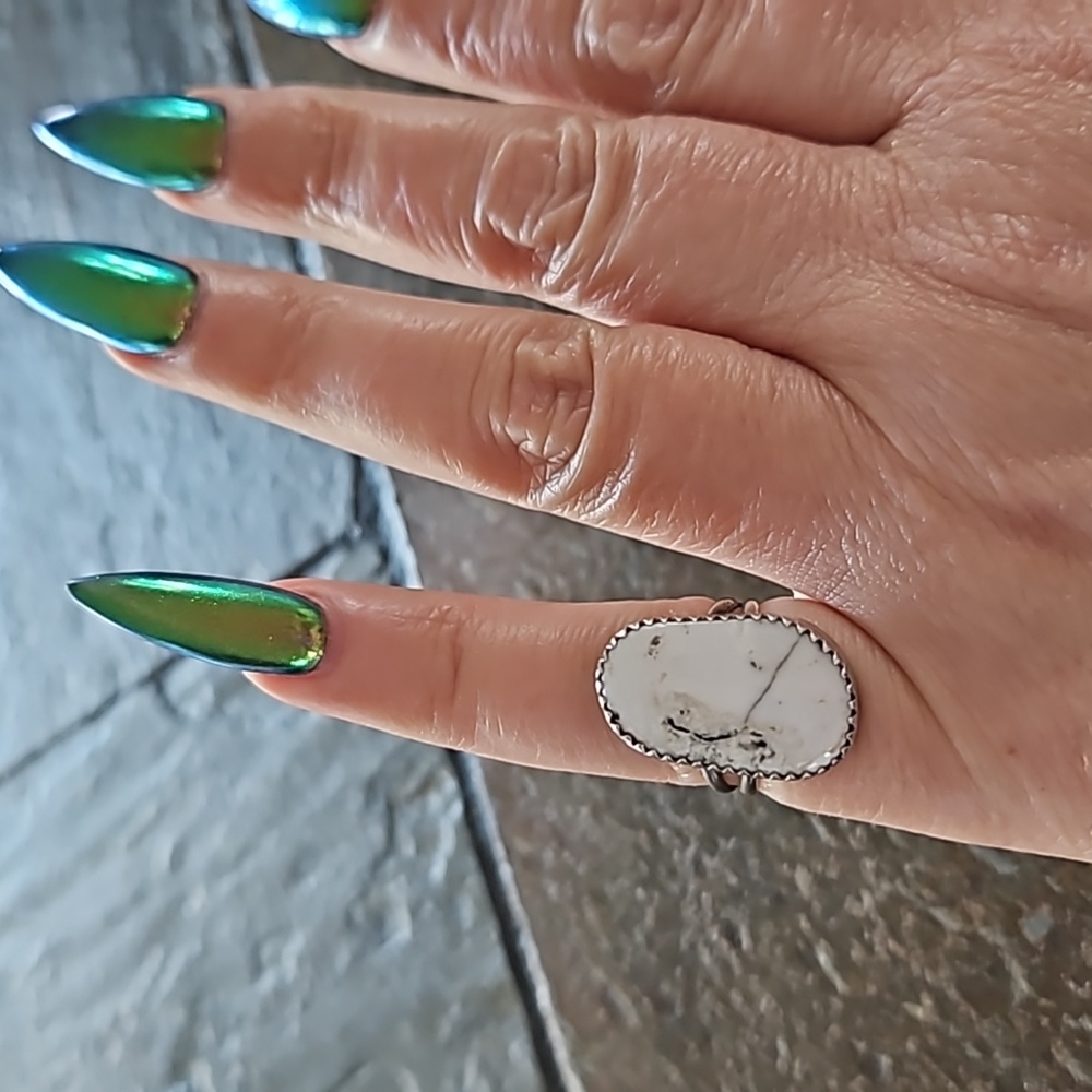 Sterling Silver WHITE BUFFALO Ring